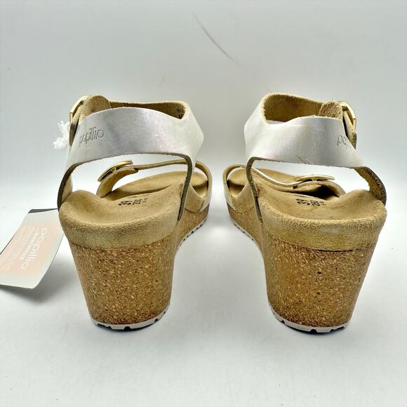 Papillio by Birkenstock Womens Soley Wedge Sandal EU 39 US 8 Silver Leather NWOB - Picture 9 of 12